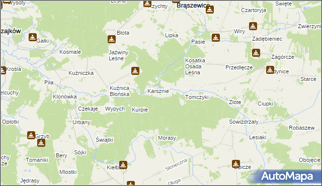 mapa Kurpie, Kurpie na mapie Targeo