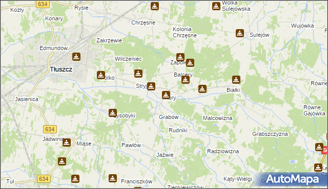mapa Kury, Kury na mapie Targeo