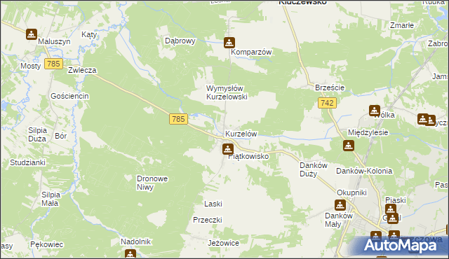 mapa Kurzelów, Kurzelów na mapie Targeo
