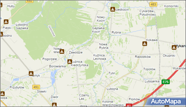 mapa Kuźnica Lechowa, Kuźnica Lechowa na mapie Targeo