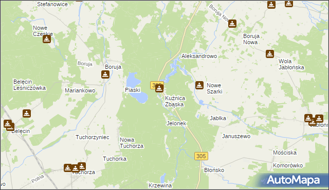 mapa Kuźnica Zbąska, Kuźnica Zbąska na mapie Targeo