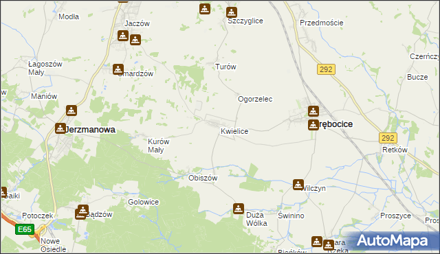 mapa Kwielice, Kwielice na mapie Targeo