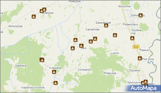 mapa Lack, Lack na mapie Targeo