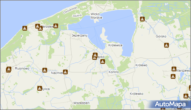 mapa Łącko gmina Postomino, Łącko gmina Postomino na mapie Targeo