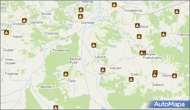 mapa Łączka gmina Kotuń, Łączka gmina Kotuń na mapie Targeo