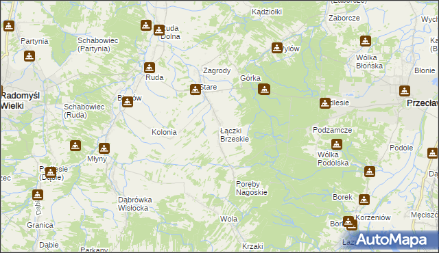 mapa Łączki Brzeskie, Łączki Brzeskie na mapie Targeo