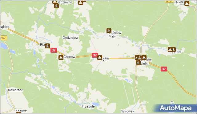 mapa Łagów gmina Dąbie, Łagów gmina Dąbie na mapie Targeo