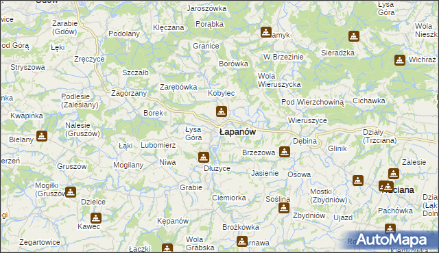 mapa Łapanów, Łapanów na mapie Targeo