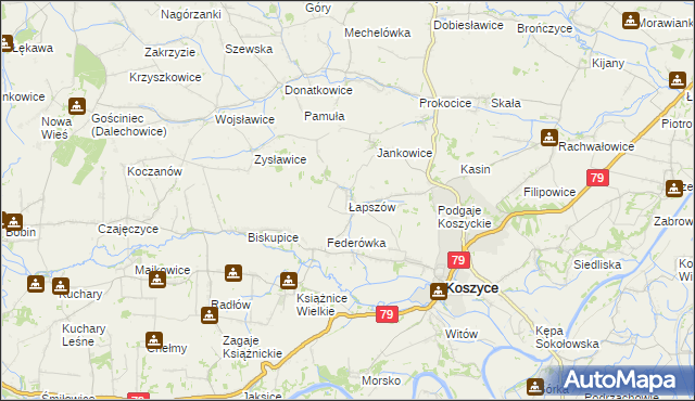 mapa Łapszów, Łapszów na mapie Targeo