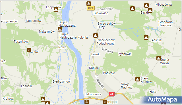 mapa Lasek gmina Annopol, Lasek gmina Annopol na mapie Targeo