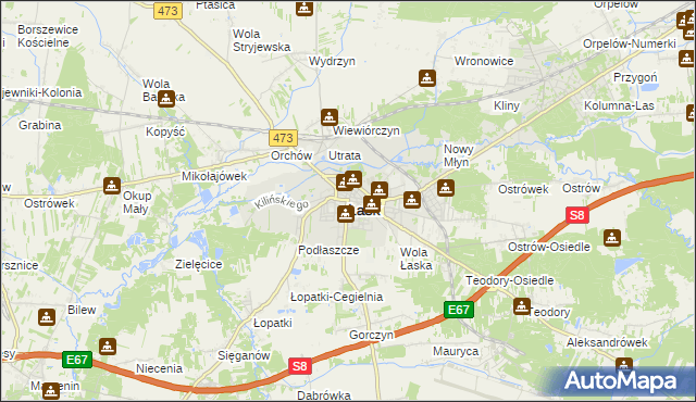 mapa Łask, Łask na mapie Targeo