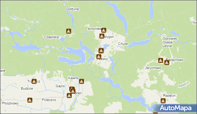 mapa Łasko gmina Bierzwnik, Łasko gmina Bierzwnik na mapie Targeo