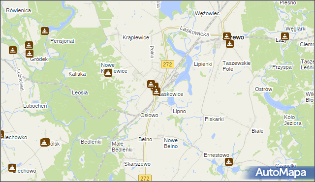 mapa Laskowice gmina Jeżewo, Laskowice gmina Jeżewo na mapie Targeo