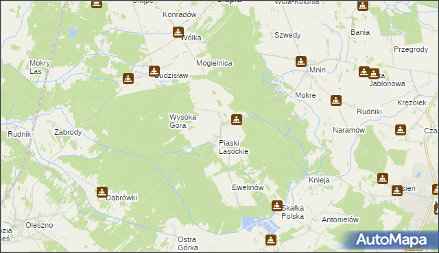 mapa Lasocin gmina Łopuszno, Lasocin gmina Łopuszno na mapie Targeo