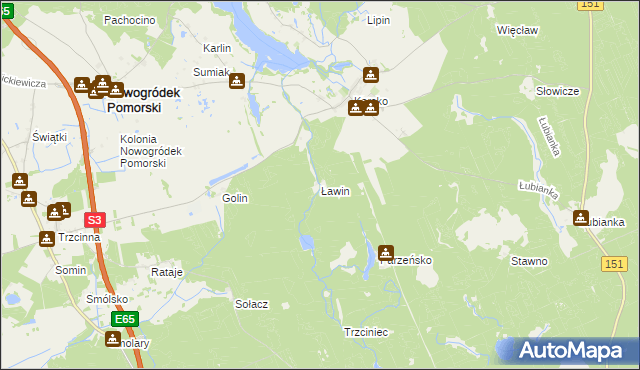 mapa Ławin, Ławin na mapie Targeo