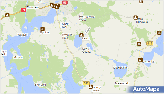 mapa Ławki Osada, Ławki Osada na mapie Targeo