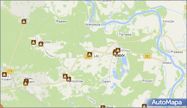 mapa Łaz gmina Zabór, Łaz gmina Zabór na mapie Targeo