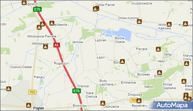 mapa Łazin, Łazin na mapie Targeo