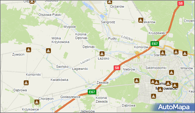 mapa Łazisko gmina Tomaszów Mazowiecki, Łazisko gmina Tomaszów Mazowiecki na mapie Targeo