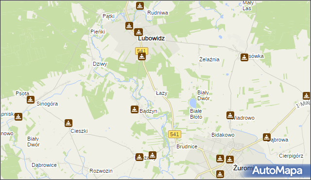 mapa Łazy gmina Lubowidz, Łazy gmina Lubowidz na mapie Targeo
