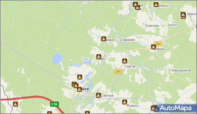 mapa Łazy gmina Tuplice, Łazy gmina Tuplice na mapie Targeo