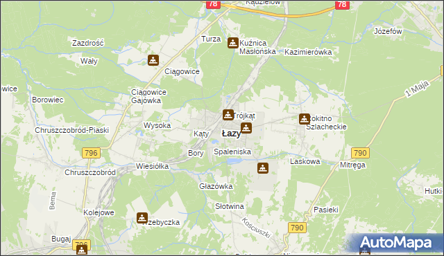 mapa Łazy powiat zawierciański, Łazy powiat zawierciański na mapie Targeo