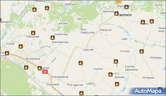mapa Łążynek, Łążynek na mapie Targeo