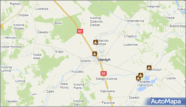 mapa Lebiedzie gmina Sterdyń, Lebiedzie gmina Sterdyń na mapie Targeo