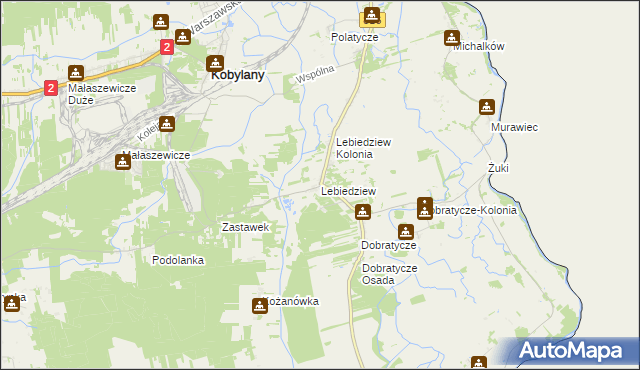 mapa Lebiedziew, Lebiedziew na mapie Targeo