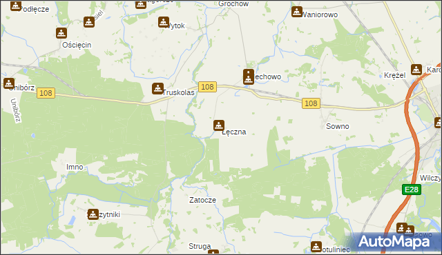 mapa Łęczna gmina Płoty, Łęczna gmina Płoty na mapie Targeo