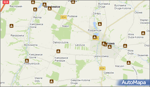 mapa Łęczyca gmina Bychawa, Łęczyca gmina Bychawa na mapie Targeo