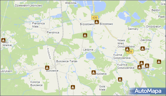 mapa Lędzina, Lędzina na mapie Targeo