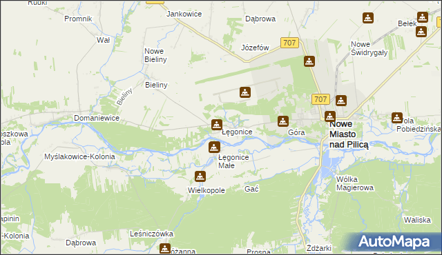 mapa Łęgonice, Łęgonice na mapie Targeo
