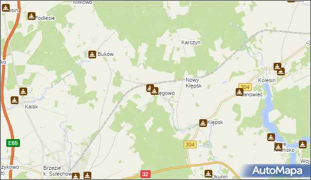 mapa Łęgowo gmina Sulechów, Łęgowo gmina Sulechów na mapie Targeo