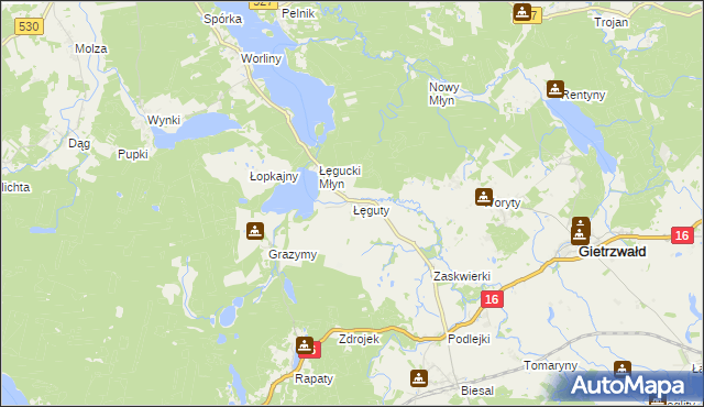 mapa Łęguty, Łęguty na mapie Targeo