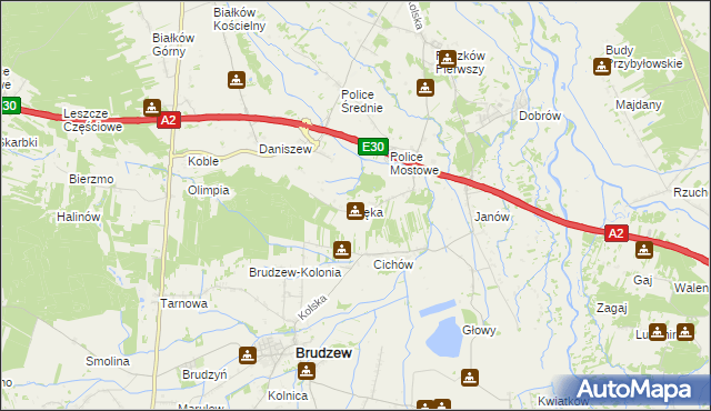 mapa Łęka gmina Kościelec, Łęka gmina Kościelec na mapie Targeo