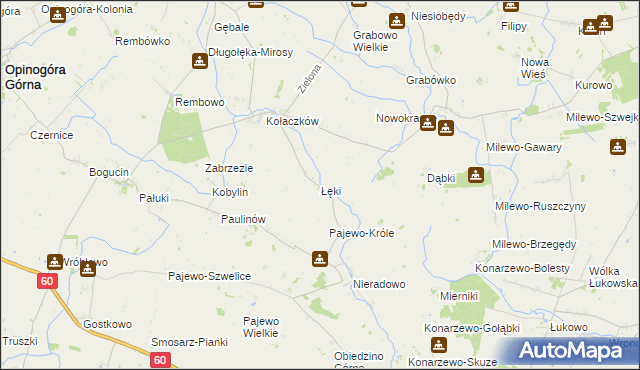 mapa Łęki gmina Opinogóra Górna, Łęki gmina Opinogóra Górna na mapie Targeo