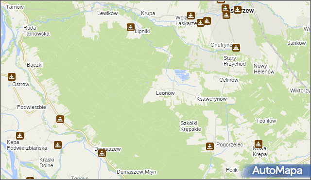 mapa Leonów gmina Maciejowice, Leonów gmina Maciejowice na mapie Targeo