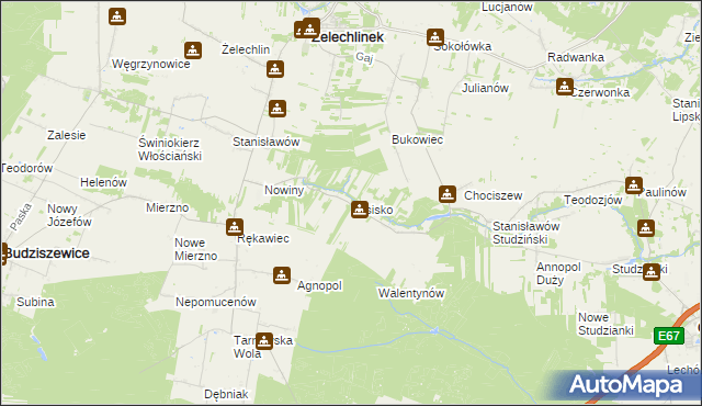 mapa Lesisko gmina Żelechlinek, Lesisko gmina Żelechlinek na mapie Targeo