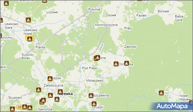 mapa Leśna gmina Narewka, Leśna gmina Narewka na mapie Targeo