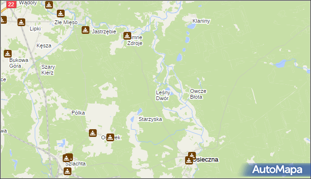 mapa Leśny Dwór gmina Osieczna, Leśny Dwór gmina Osieczna na mapie Targeo