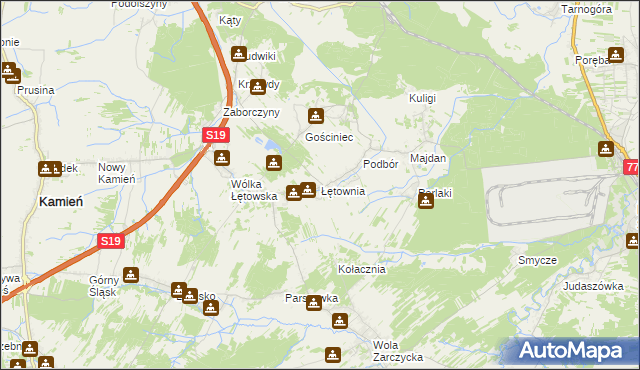 mapa Łętownia gmina Nowa Sarzyna, Łętownia gmina Nowa Sarzyna na mapie Targeo