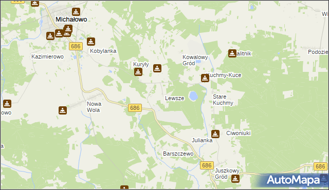 mapa Lewsze, Lewsze na mapie Targeo