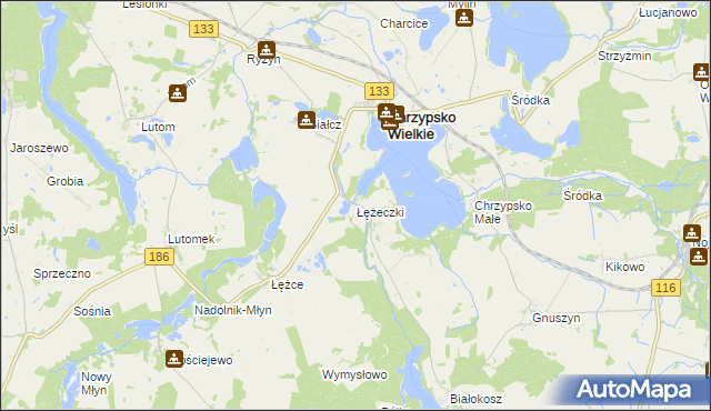 mapa Łężeczki, Łężeczki na mapie Targeo