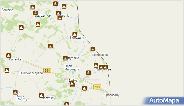 mapa Lichosielce, Lichosielce na mapie Targeo