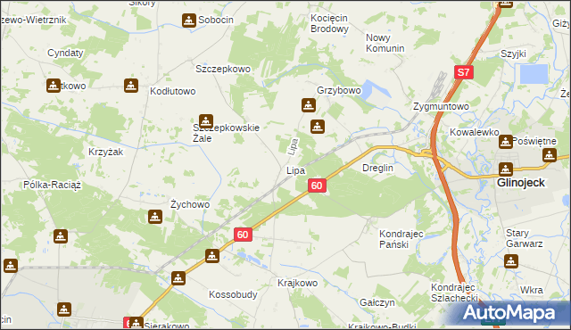 mapa Lipa gmina Raciąż, Lipa gmina Raciąż na mapie Targeo