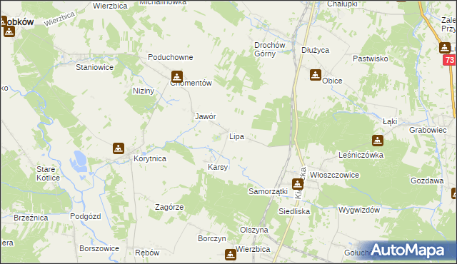 mapa Lipa gmina Sobków, Lipa gmina Sobków na mapie Targeo