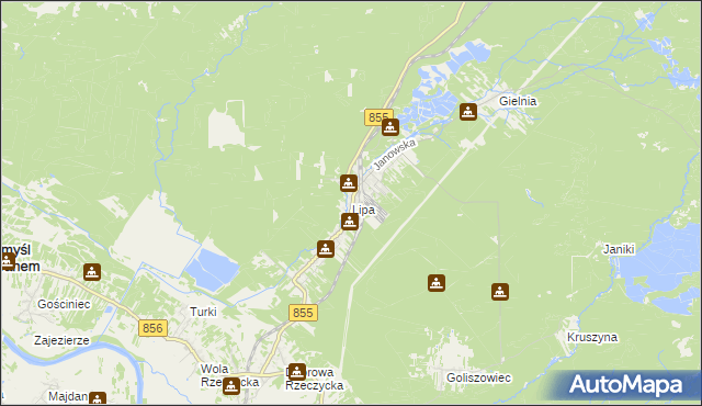mapa Lipa gmina Zaklików, Lipa gmina Zaklików na mapie Targeo