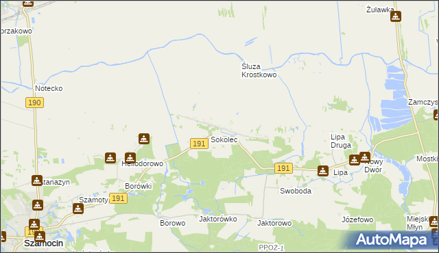 mapa Lipia Góra gmina Szamocin, Lipia Góra gmina Szamocin na mapie Targeo