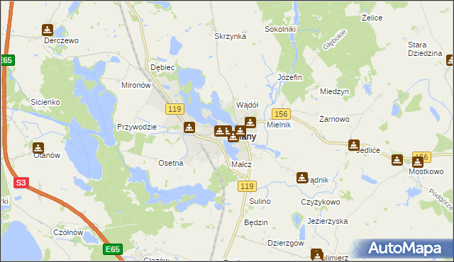 mapa Lipiany powiat pyrzycki, Lipiany powiat pyrzycki na mapie Targeo